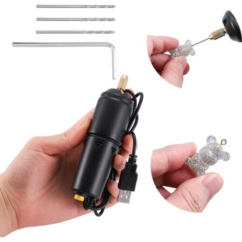 1 Set 3 Drills Jewelry Tools Mini Electric Drill Handheld For Pearl Epoxy Resin Jewelry Making DIY Wood Craft Tools 5V USB Data