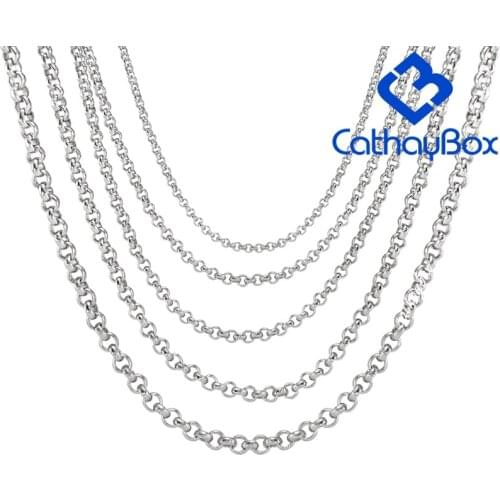 10PCS/LOT Wholesale Custom Make Silver Color Mens Stainless Steel Rolo Link Chain Necklace