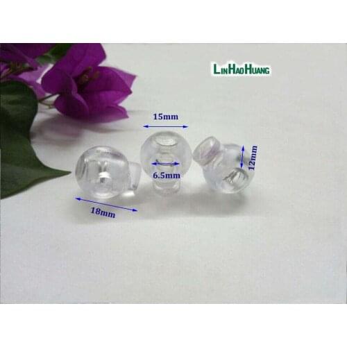 100pcs/lot Cord Lock Round Ball Toggle Stopper Plastic Toggle Clip Widely For Bag Backpack/Clothing Clear White 2016122601