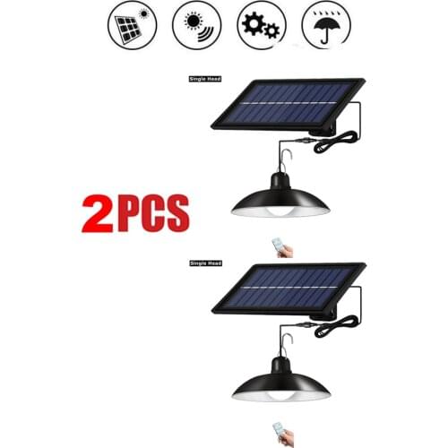 2pcs remote 30 led 2 head Retro Lampshade Solar Pendant Chandelier solar Light Outdoor Garden Decoration Fence Stair Pathway Yar