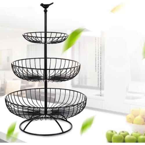 3-Tier Metal Wire Countertop Basket Bowl Rack for Fruit, Vegetables, Snacks