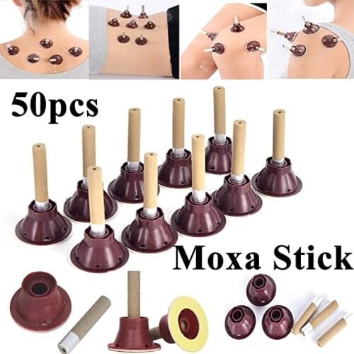 50pcs/Set Moxibustion Stick Smokeless Roll Self-adhesive Moxa Chinese Medical Acupuncture Points Massage Sticker