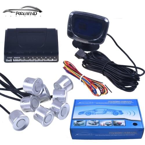 Car Parking Sensor Reverse Backup Radar LCD Display 12V 8 Sensors 22mm voice Auto Detector System Kit for All Cars