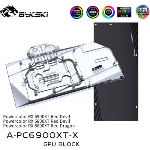 Bykski RX 6900XT GPU Water Cooling Block For Powercolor RX 6900XT 6800XT Red Devil / Red Dragon,Graphic Card Cooler A-PC6900XT-X