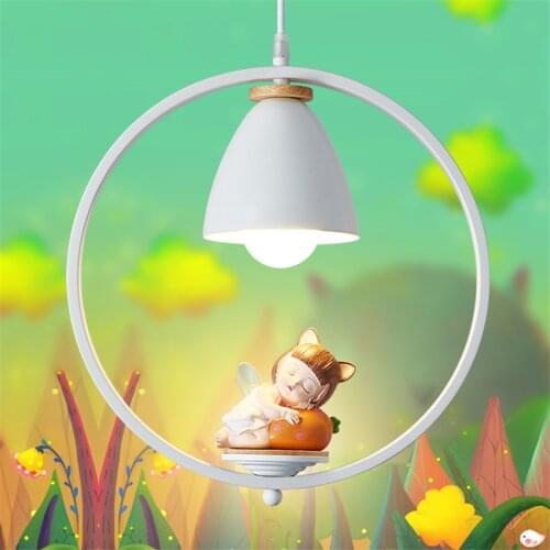 Childrens Room White Circle Pendant Lights Bedroom Bedside Lamps Living Room Girl Princess Room Hanging Lights Cartoon Lighting