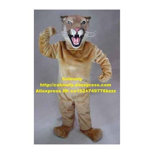 Feral Brown Leopard Cougar Mascot Costume Mascotte Pard Jaquar Panther Adult With Big Open Mouth Sharp Teeth No.817 Free Ship