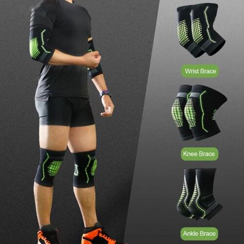 Brace Support Compression Sleeves Set Pain Relief Injury Recovery Wrist Knee Ankle Protector Set For Football Goalkeeper Player