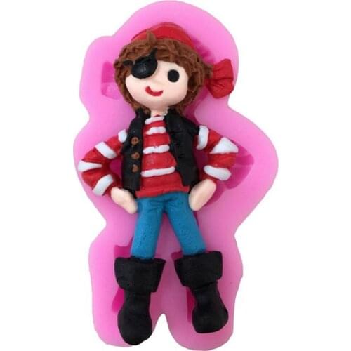 DIY Tools about Cartoon Characters Lovely One-eyed Pirates Liquid Silicone Cake Mold Chocolate Molds Pastry Mould Jello Pudding