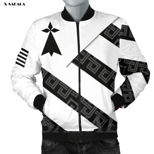 CELTIC BRETAGNE Flag 3D Printed Bomber Thick Jacket Man Female Outwear Baseball Flight Pilot Jacket Streetwear Zipper Coat