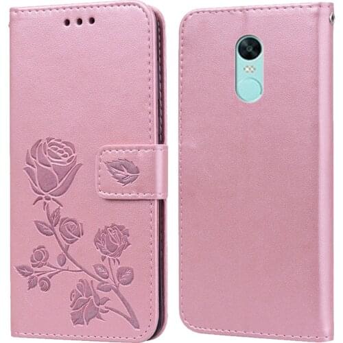 Luxury Leather Flip Book style Case for Xiaomi Redmi 5 / 5 Plus Rose Flower Wallet Stand Card Holder Case Phone Bag