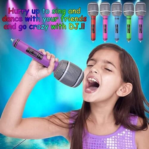 Inflatable Mic Microphone Blow Up Karaoke Water Sports Swimming Toy Fashion Party Props Childrens Stage Birthday Party Gifts