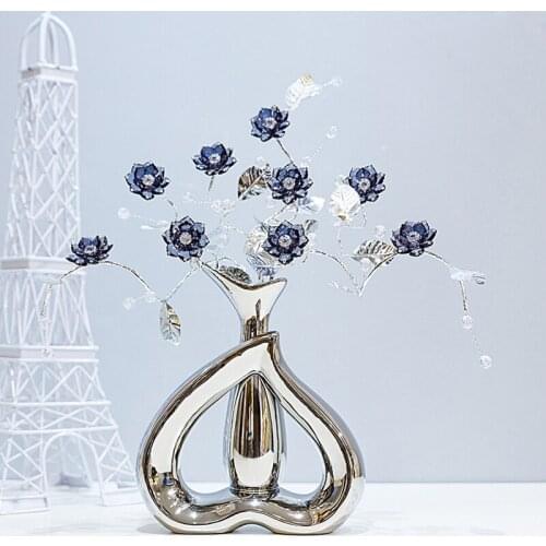 NORDIC HIGH GRADE CRYSTAL FLOWER DECORATION WEDDING CRAFTS ORNAMENTHEART-SHAPED VASE HOME DECORATION ACCESSORIES FOR LIVING ROOM