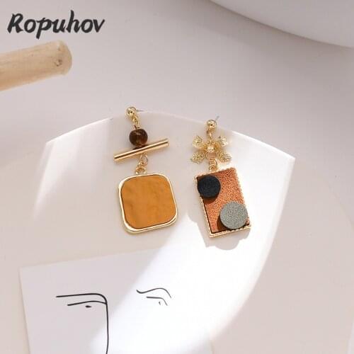 Ropuhov 2021 New Jew Fashionlry Lady S925 Silver Needle Korean Oil Painting Style Earrings Creative Literary Stud Wholesale