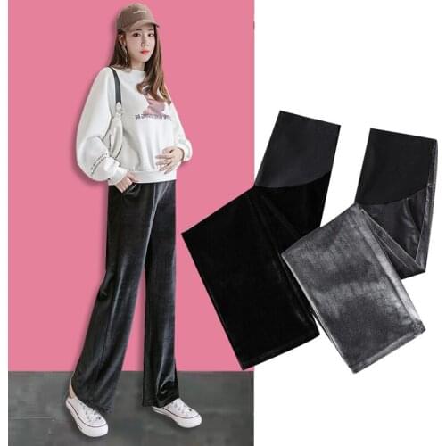 Maternity Solid Broad-legged Trousers Legging Loose Casual Pants Women maternity pants Pregnant