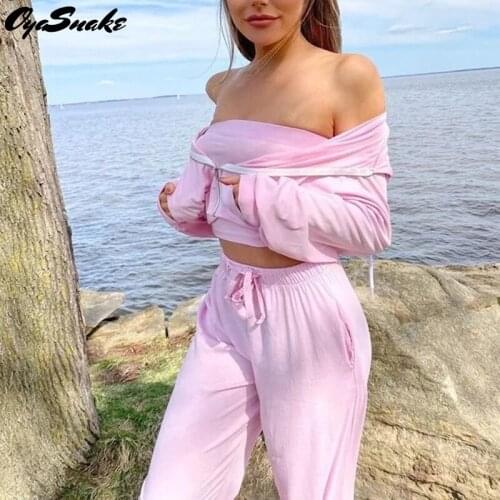 Oyasnake 2021 New Sports Womens Sets Tube Tank + Zipper Hooded Cardigan+Loose Elastic Sweatpants Casual Ladies 3-Piece Suits