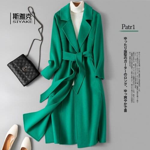 Autumn and Winter Red Double-sided Cashmere Coat Womens Slim Mid Long Conventional New Woolen Coat