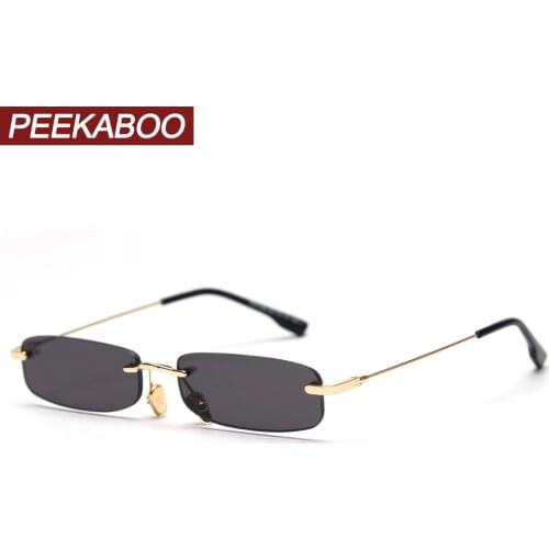Peekaboo retro rimless sunglasses square men tinted color small sun glasses for women 2020 uv400 summer gift metal dropship