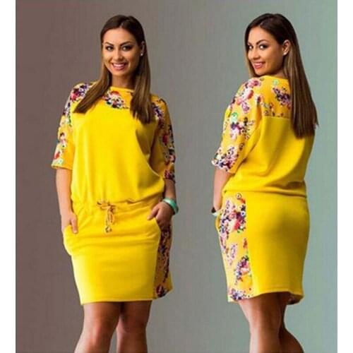 Bigsweety 6XL Floral Print Dress Vintage Summer Dress Casual Straight Big Size Ladies Party Dresses Vestidos Plus Size