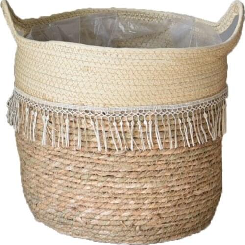 Woven Seagrass Tummy Basket Is Used to Store Plant Basket or Toy Basket