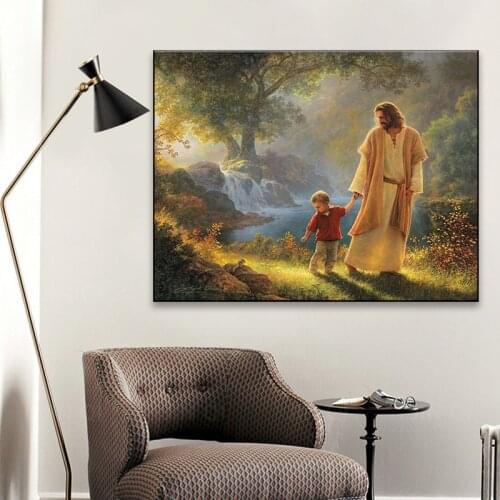 Jesus holding my hand Christ Poster Prints paintings wall art picture home decoration for Living Room