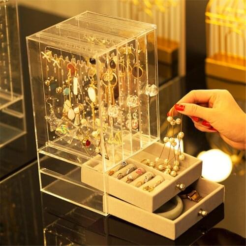 Transparent Makeup Cosmetics Jewelry Organizer Clear Lipstick Cosmetic Brush Box Individuality Leisure practical Delicate