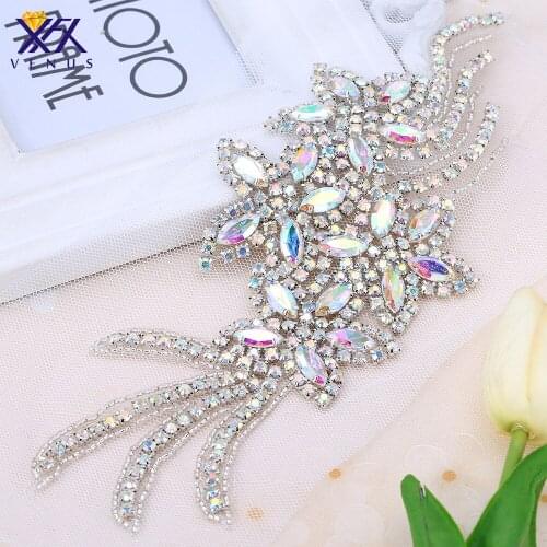 XFX VENUS 1pcs Wedding Rhinestone Applique Beaded Crystal Applique Iron on For Wedding Dresses Rhinestones for Crafts rinstones