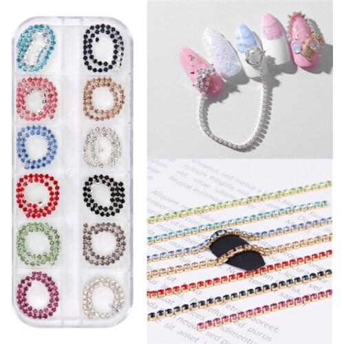 1 Box Nail Art Chain Gold/Silver Metal Chains Nail Jewelry Diamond Nail Rhinestone Chain DIY Nail Art Decorations Manicure Set