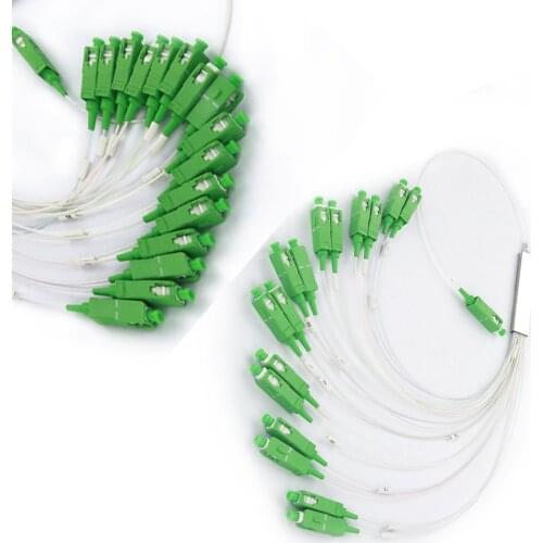 10pcs/lpt FTTH 1X16 PLC SC/APC SM 0.9mm PVC G652D 1m FTTH Fiber Optic Splitter SC APCHigh reliability, high channel count Free S