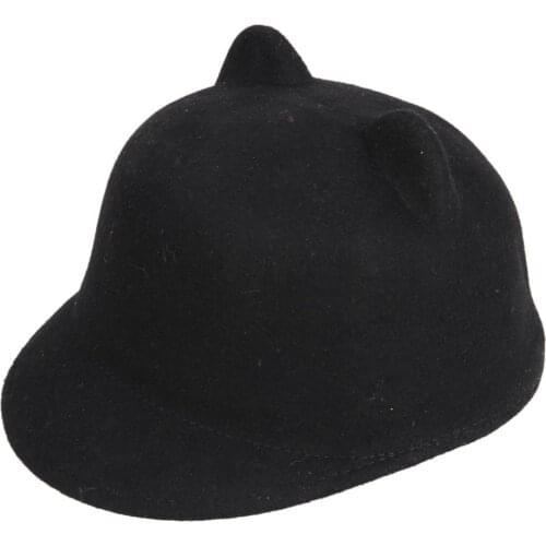 100% Wool Womem Fedoras hat With mickey cat ear Cap Child Sun hat winter warm soft kid Devil Hat Wholesa