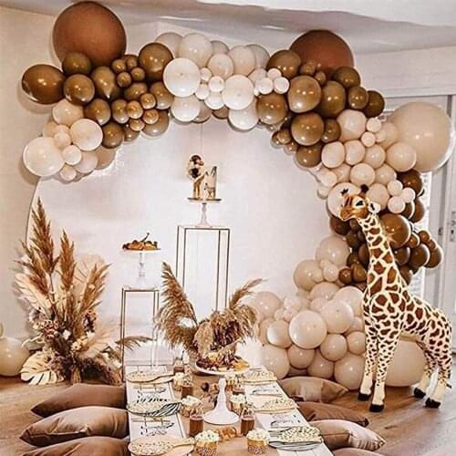 124PCS Balloon Garland Arch Kit Caramel Color Jungle Safari Theme Kids Birthday Wedding Holiday Celebration Garden Boho Party D