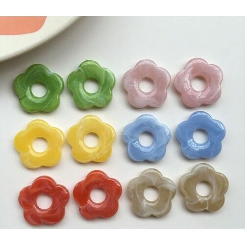 30 PCS 27mm Fashion Resin Hollow Out Flowers Earring Accessories Pendant Connectors DIY Jewelry Findings Wholesale Supply