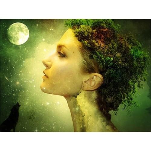 5D DIY Full Round Diamond Painting Starry Sky & Wolf & Beauty Cross Stitch 3D Embroidery Rhinestone Mosaic Home Decor Art Y315