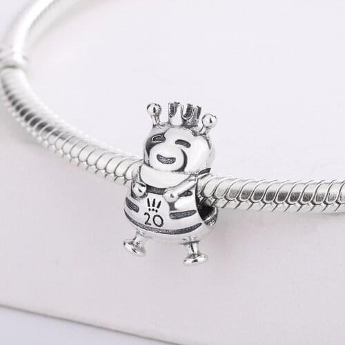 925 Sterling Silver Animal The Buzzing Bee Queen Bee Crown Pendant Charm Bracelet Charm Bracelet DIY Jewelry Making For Pandora
