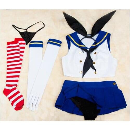 Anime Kantai collection Sailor suit Shimakaze Cosplay Costume Whole Set