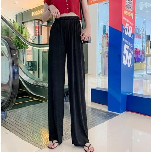 Pants Women Loose Straight Solid Oversize 5 Colors Trouser College Leisure Minimalist Feminine Pant Trendy Popular Elastic Waist