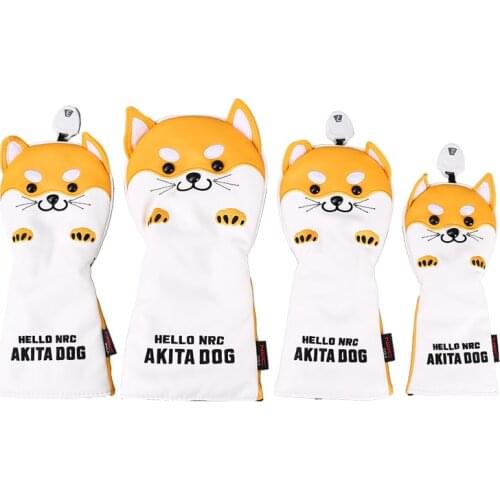 Akita dog golf club head cover 1\3\5\UT full set of wood club cover cartoon cap cover ball head cover