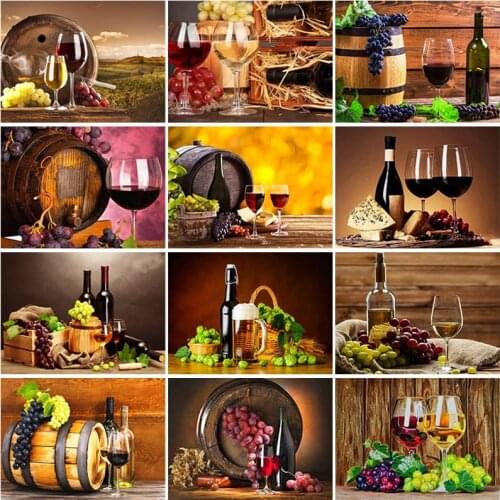 DIY 5D Diamond Painting Full Round Square Resin Mosaic Diamond Embroidery Cross Stitch Kits Wall Art Decor Grape Wine