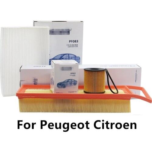 For Peugeot 301 Citroen Elysee 1.6 oil air conditioning filter Air filter three filter set high quality Auto Accessories