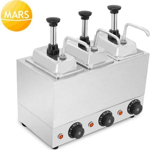 Commercial Three 3 Tanks Fruit Jams Dispenser Chocolate Heating Machine Warmer Hot Soy Sauce Filling Spread Squeezer 220V 110V