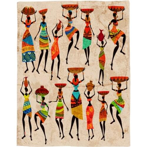 Ethnic African Women Throw Blanket Portable Soft Bedspread Microfiber Flannel Blankets for Beds