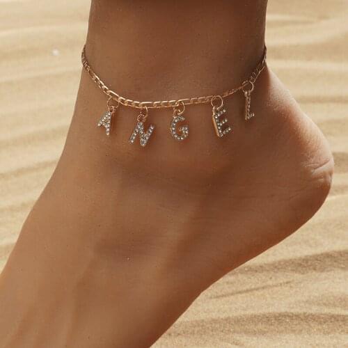 European and American Fashion Hot-selling Personality Creative Letter Beach Chain Anklet Retro GeometricPendant Foot Ornament