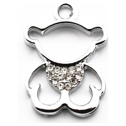 Hot selling 20pcs/lot Alloy bear crystal Dangle Charms Lobster Clasp Hanging Charm For Pendant Bangle Floating Charms Jewelry