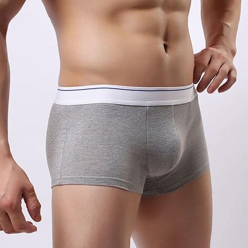 Men underpants mens Boxer shorts breathable Cotton Fabric with White waist belt sexy U style male underwear cueca homme