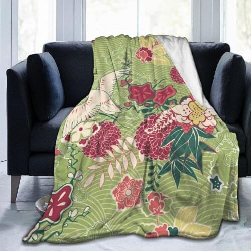 Soft Warm Flannel Blanket Oriental Floral Travel Portable Winter Throw Thin Bed Sofa Blanket
