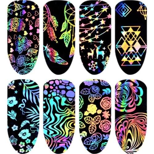 QIAOQIAO DIY Nail Foil Set 10 Pcs Transparent AB Color Nail Art Transfer Sticker Manicure DIY Sticker Decoration