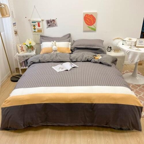 Nordic Style Duvet Cover 200x230 Pillowcase 3Pcs,Gray Checkered Pattern Bedding Set,150x200 Quilt Cover,135x200 Blanket Cover