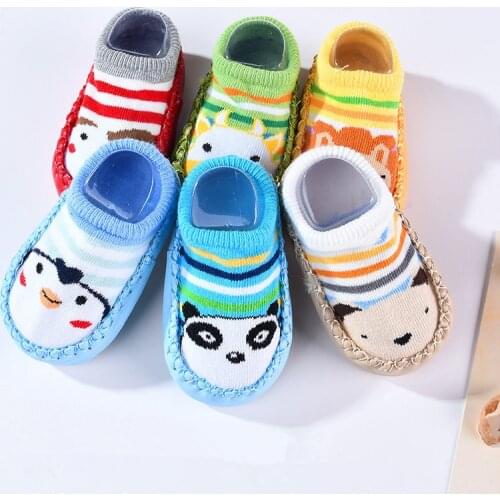 Baby Socks Shoes Children Infant Cartoon Socks Baby Gift Kids Indoor Floor Socks Leather Non-Slip Thick Towel Socks