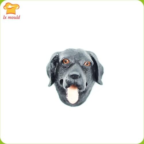 2021 New 3D Labrador Dog Head Silicone Moulds Fondant Cake DIY Clay Dog Head Candle Tools