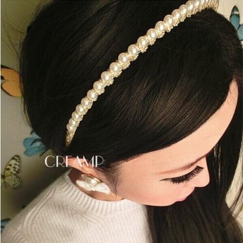 New Hot Sell Hair Accessorie Joker Headband Womens Pearl Gold string twined Hairbands