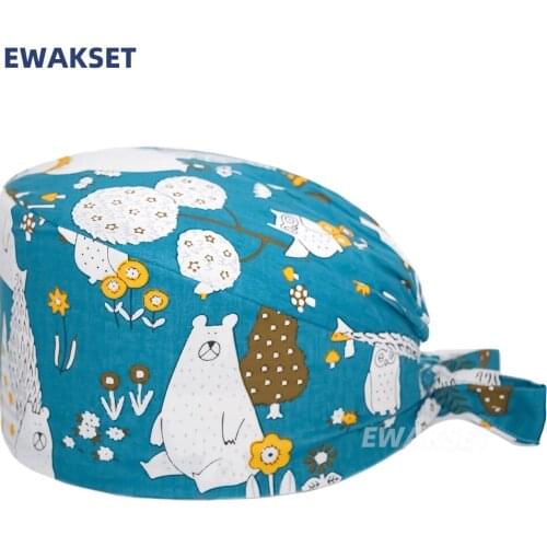 New Unisex sweat-absorbent Pet caps Health services work hat cotton print Cap Women and Men grooming caring work nurse hat